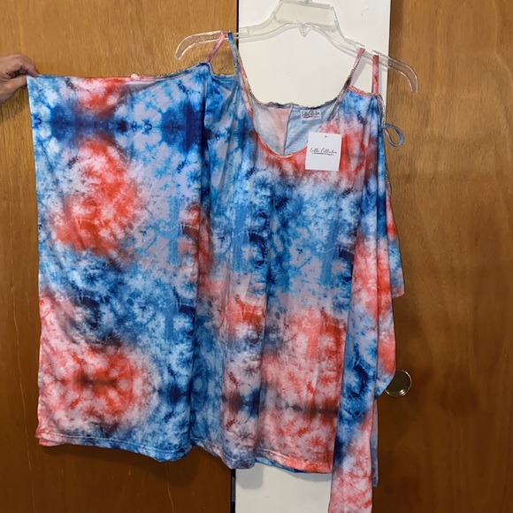 💙NWT Lulla Collection Tie Dye Cover Up Dress w/Gold Beads - Picture 7 of 7